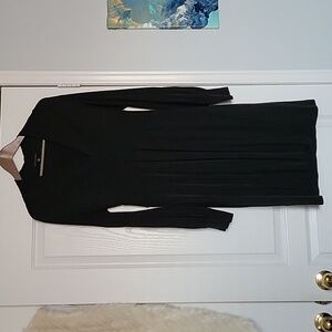 Banana Republic Cinched V Neck & High Collar Long Sleeve Silk-Blend Dress